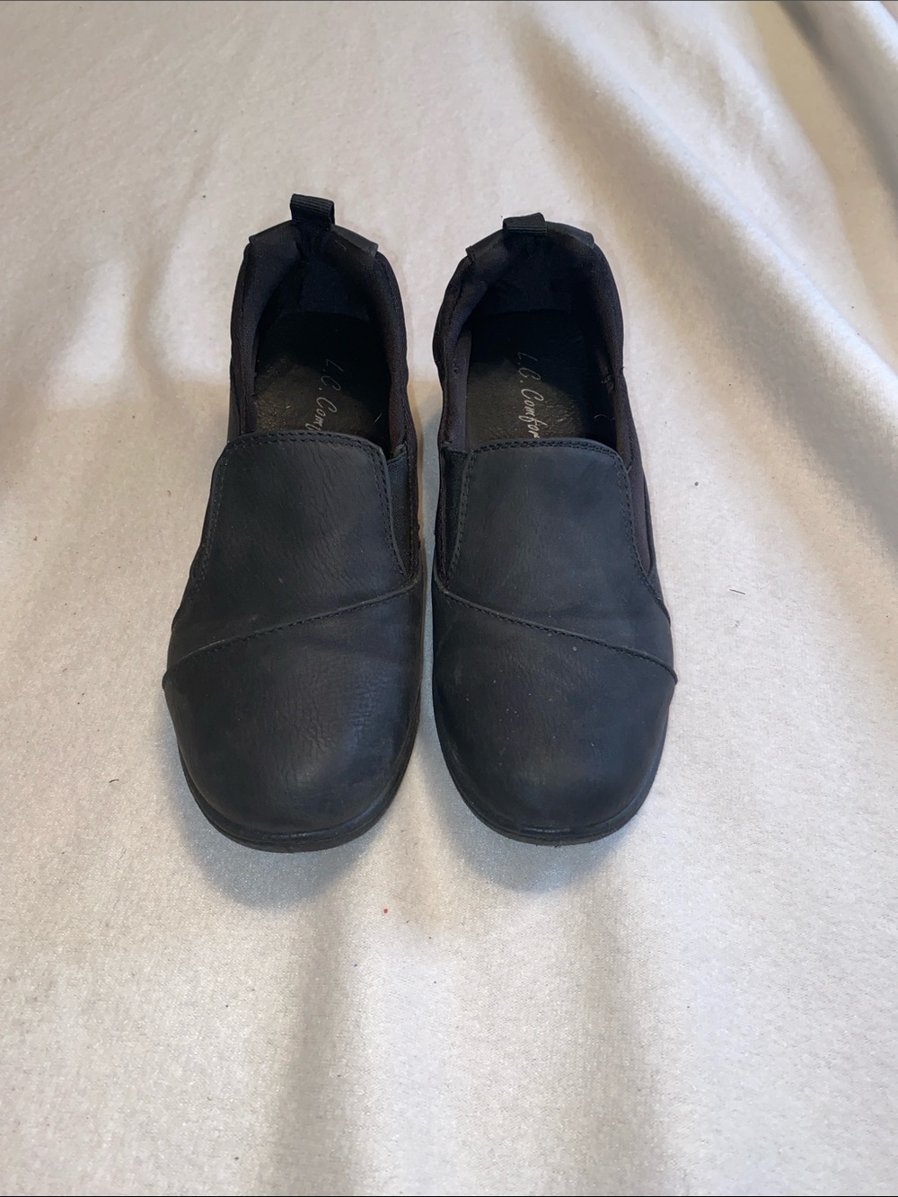 Slip-On Black Leather Comfort Shoes